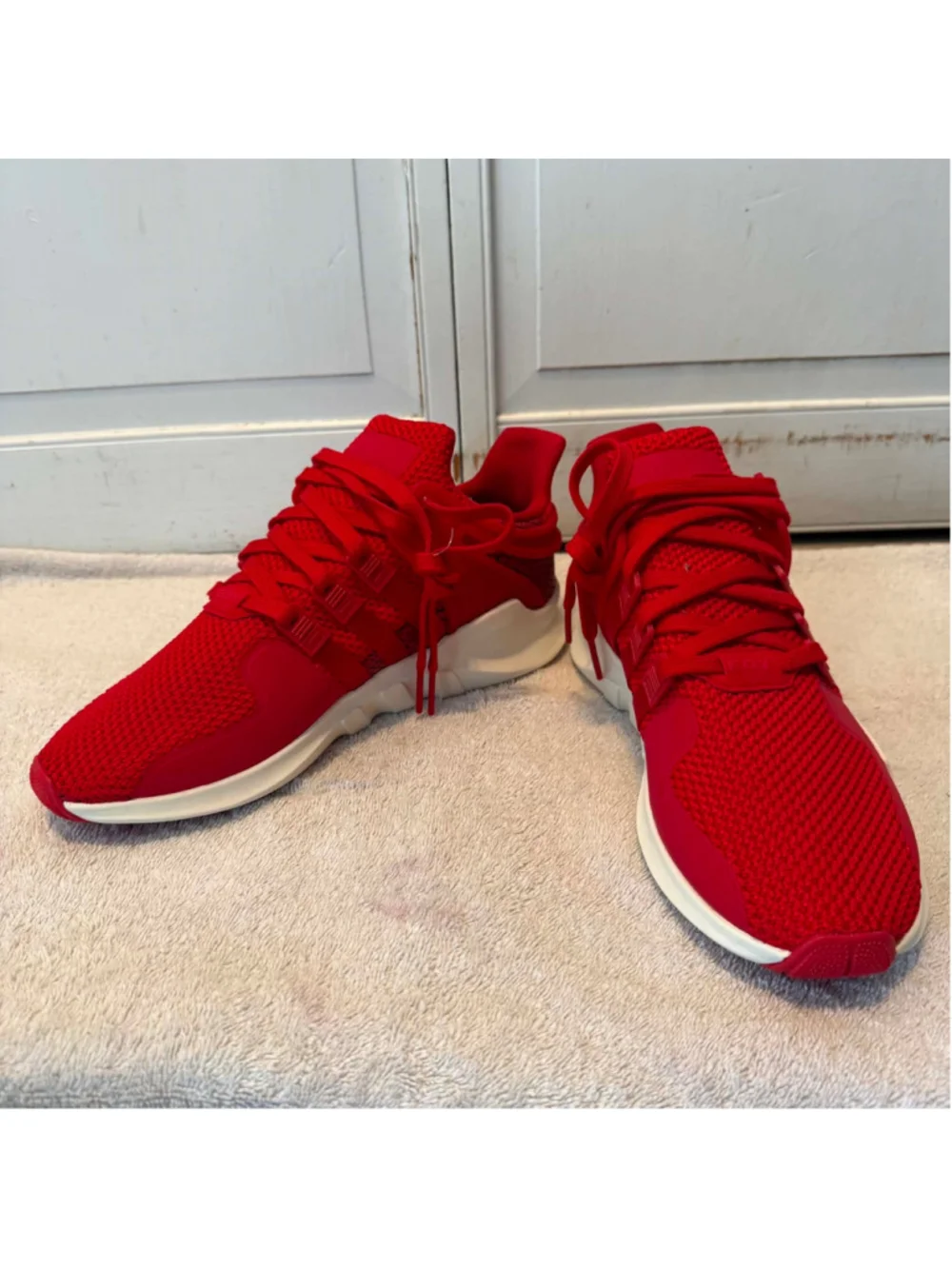 Men's Adidas EQT ADV Sneakers Red and White Size 9